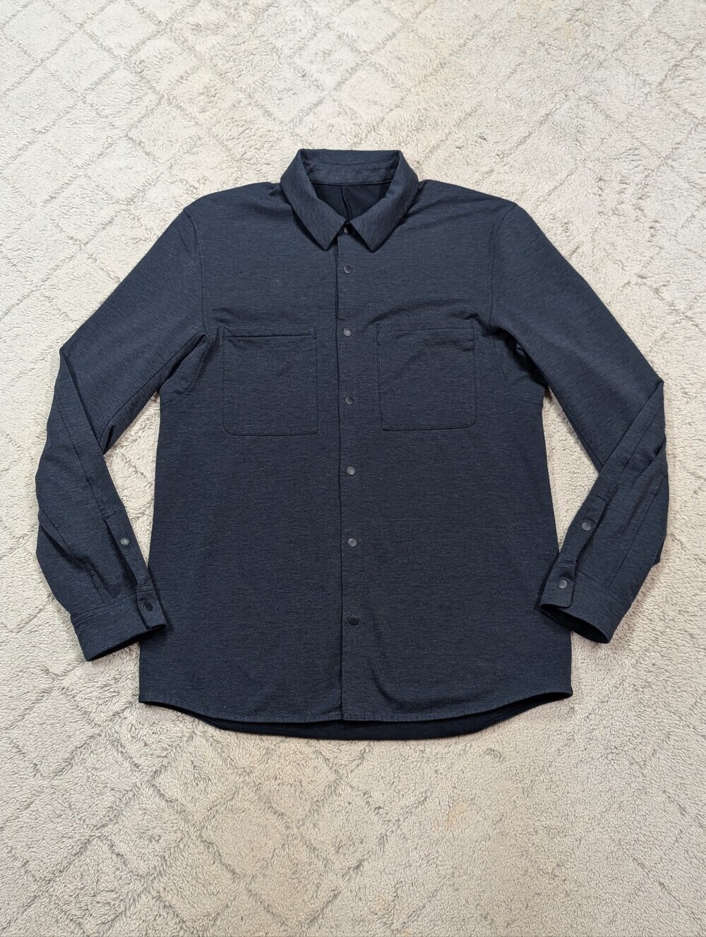Lululemon Shirt Mens S Blue Compatibility Long Sleeve Snap Button Tech Stretch